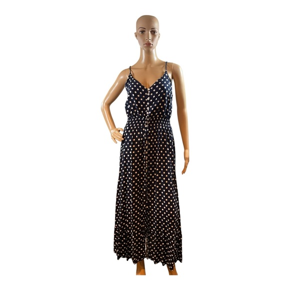 Aqua Dresses & Skirts - BTFBM Women’s Black Polka Dot Midi Ruffle Tank Dress Sweetheart Neckline Size M